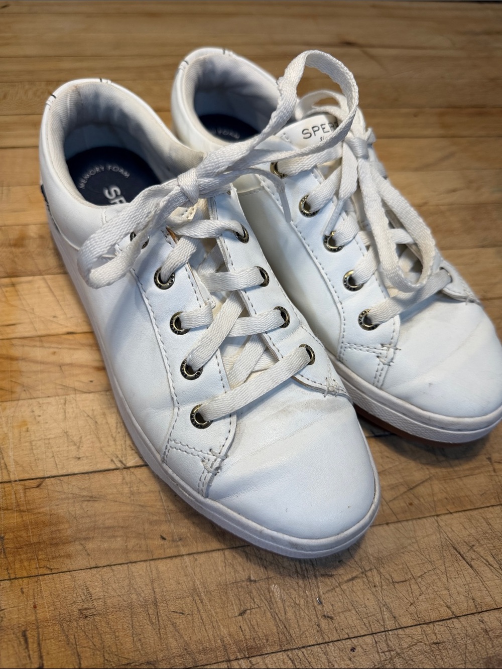 Sperry White Low-Top Leather Sneakers
